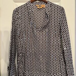 Tory Burch Brown and White Patterned Women's Top